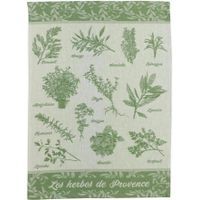 Torchon jacquard Herbes de provence Vert 50 x 70 - Visuel 0