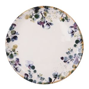 Assiette plate en grès blanc décoré 27cm Mojave