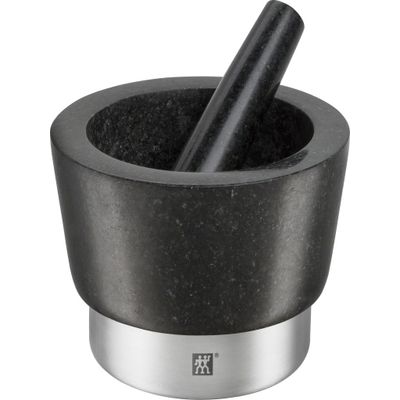 Mortier avec pilon granit noir massif