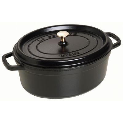 Cocotte en fonte ovale 31 cm noir mat