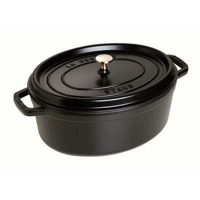 Cocotte en fonte ovale 33 cm noir mat