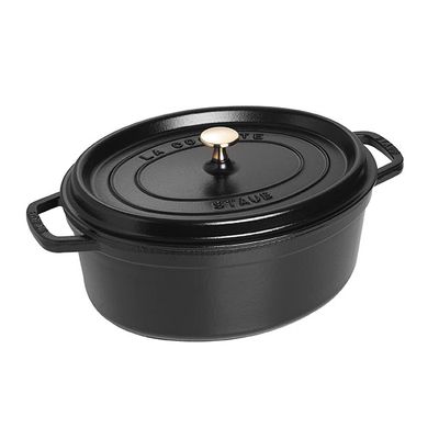 Cocotte en fonte ovale 37 cm noir mat