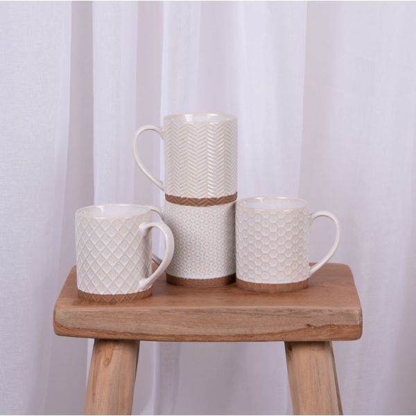 Coffret de 4 mugs Jaspe 35 cl beige