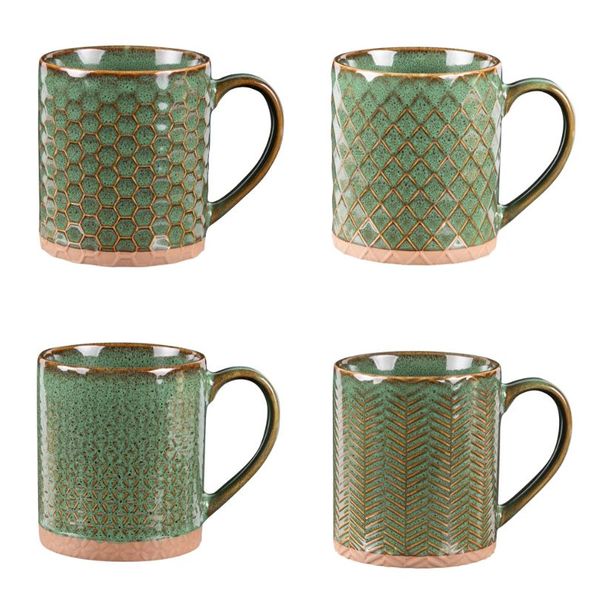 Coffret de 4 mugs Jaspe 35 cl vert