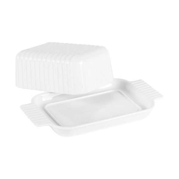 Beurrier en porcelaine strié