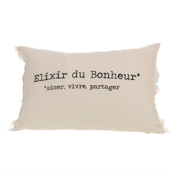 Coussin lin 40 x 60 cm "Elixir du bonheur"