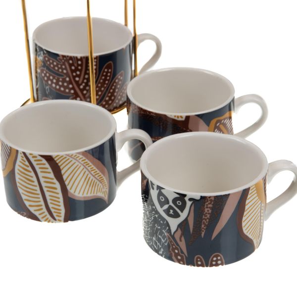 Set De 4 Tasses à Café Et Cuillères Enesco - Collection Hokusai Grande Vague De Kanagawa