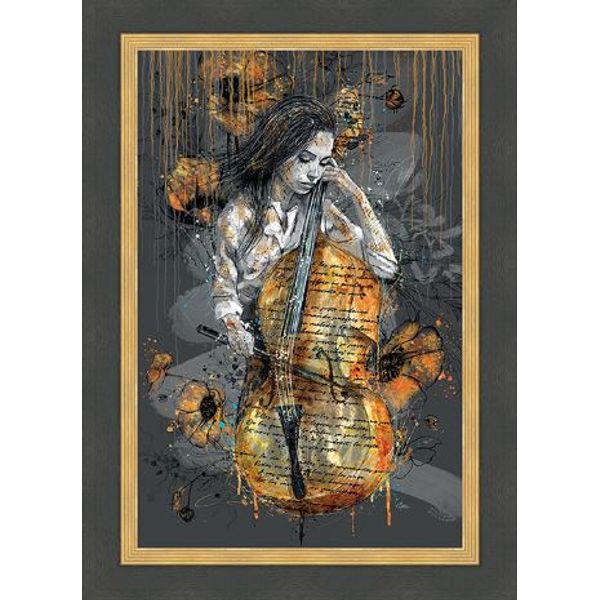 Toile Romaric La Violoncelliste doré 40 x 60 cm