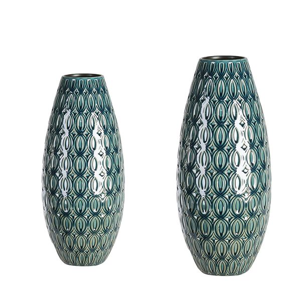 Vase "Rétro" céramique vert émaillé 45 cm