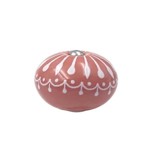 Poignée boule céramique rose