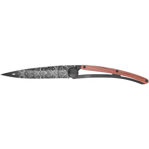 Couteau de poche tatoué bois de corail mandala