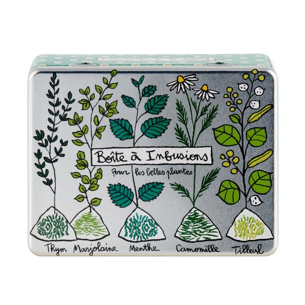Boite à infusions compartimentée "pour les belles plantes"