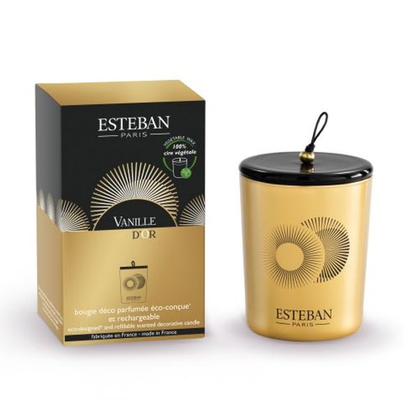 Bougie parfumée décorative & rechargeable 180g Vanille d'or ESTEBAN -  Ambiance & Styles