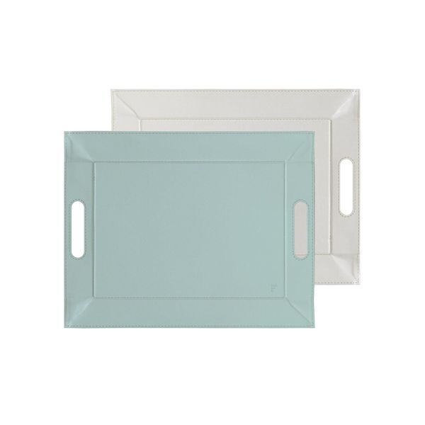 Plateau réversible bicolore 45 x 35cm vert céladon/blanc