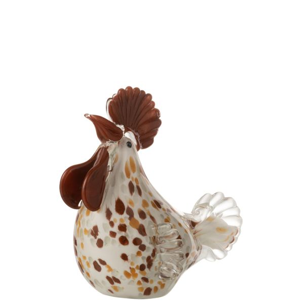 Presse-papier poule en verre à pois