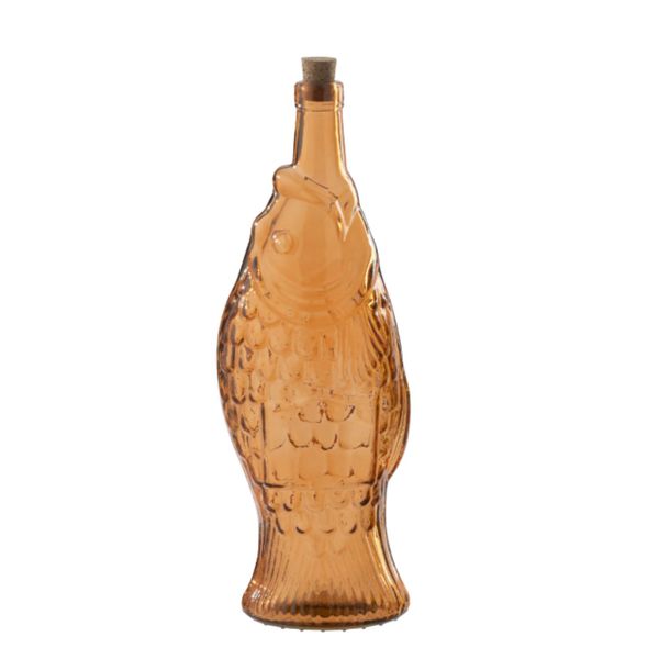 Bouteille en verre poisson orange