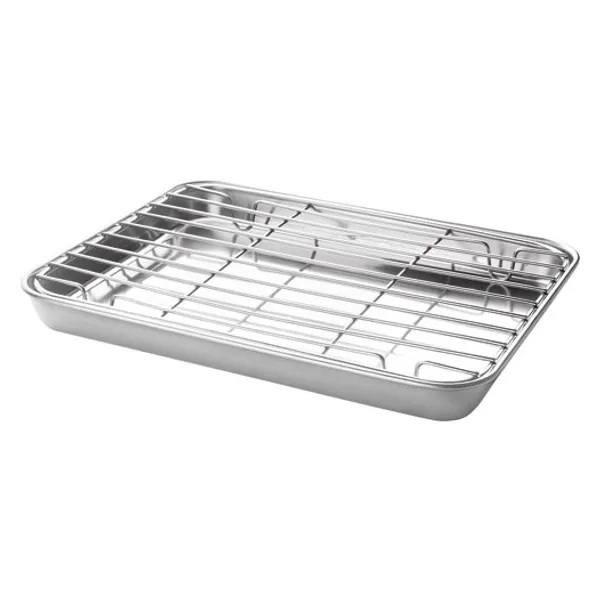 Lot De 3 Bacs à Paner En Inox - 25.5x20x5.5 Cm - Pour Viande, Poisson, Légumes - Profonds Avec Rebords - Lave-vaisselle Safe