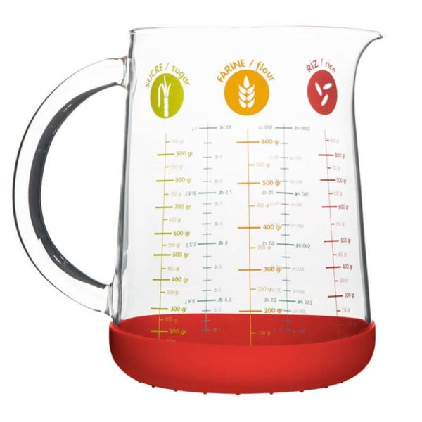Pichet doseur en verre et silicone 1L
