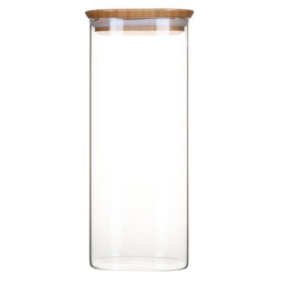 Boîte en verre carrée avec couvercle bambou 2,2L