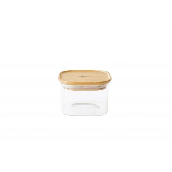 Boîte en verre carrée avec couvercle bambou 2,2L PEBBLY - Culinarion