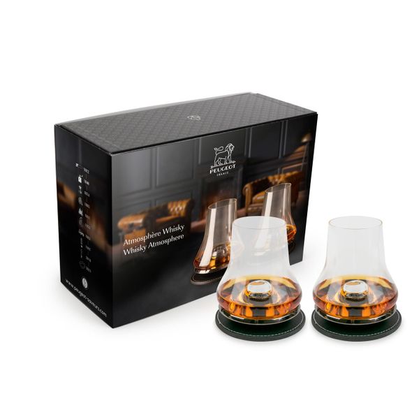 Coffret 2 verres atmosphère WHISKY basalte PEUGEOT - Ambiance & Styles