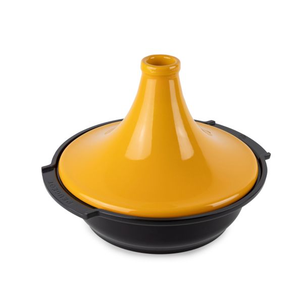 Tajine base en Aluminium recyclé et couvercle en céramique Jaune Safran 30 cm