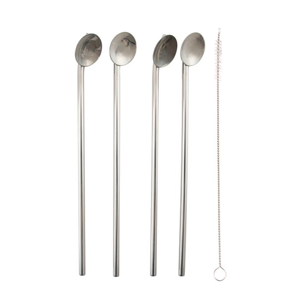 Set de 4 cuillères avec pailles intégrées