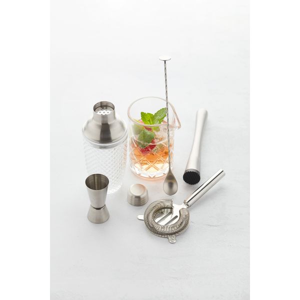 Set à cocktail 6 pièces en verre et inox