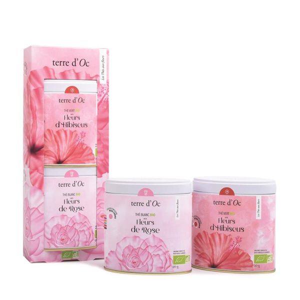 Coffret de 2 thés bio fleurs de rose et d'hibiscus TERRE D'OC - Ambiance &  Styles