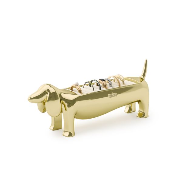 Porte bague teckel doré