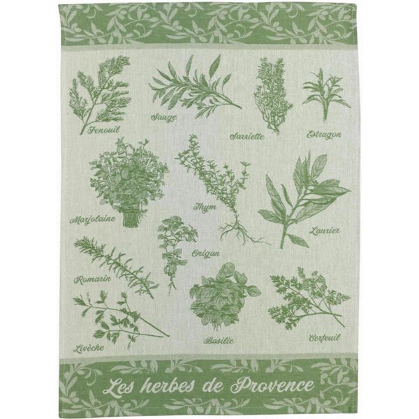 Torchon jacquard Herbes de provence Vert 50 x 70