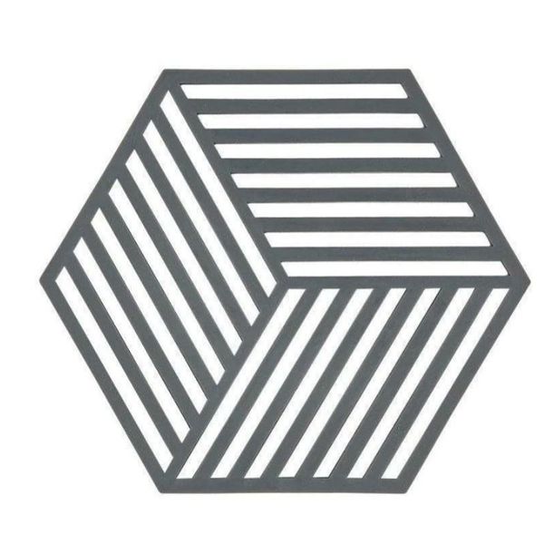 Dessous de plat hexagon en silicone gris foncé