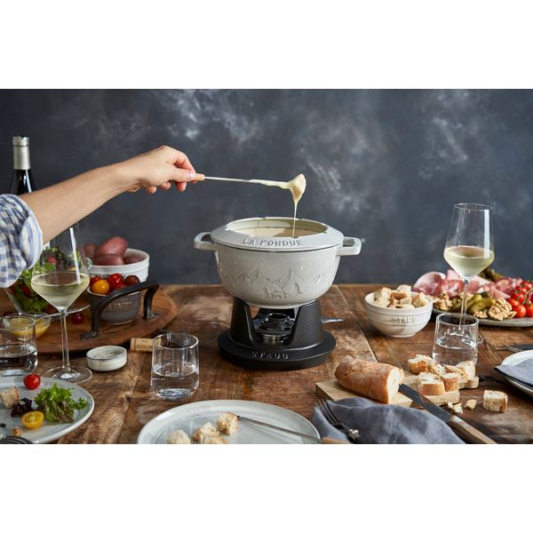 Service à fondue en fonte, Truffe Blanche 20 cm