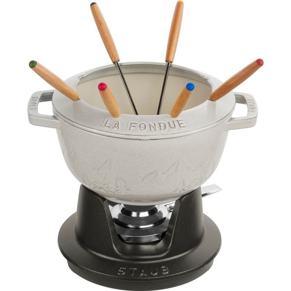 Service à fondue en fonte, Truffe Blanche 20 cm